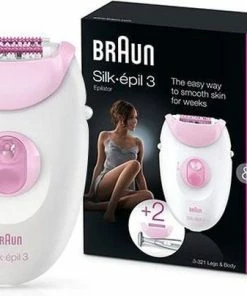 Uitgang ❤️ Braun Silk-épil 3 - SE3-321 Legs, Arms & Body: Epilator (20 Pincetten) Met Massagerollers + 👙 Bikini Trimmer - Kleur: Wit + Roze 🌟