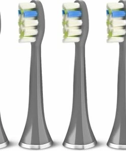 Uitgang 🌟 Bintoi® ISonic ProClean - Opzetborstels Elektrische Tandenborstel - 4 Stuks - Geschikt Voor Bintoi ISonic D700/D600 - Jaarvoorraad - Grijs 👏
