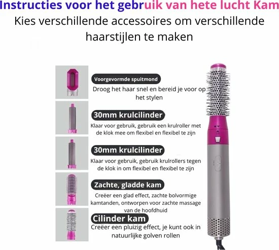 Goedkoop π― Everything You Want EYW 5 In 1 Fohnborstel – Föhnborstel - Airwrap - Airwrap Krultang - Trendy Airstyler - 5 In 1 Multi Styler - Fohnborstel Roterend – Fohnborstels – 1000W - Roos βοΈ 9 Goedkoop π― Everything You Want EYW 5 In 1 Fohnborstel – Föhnborstel - Airwrap - Airwrap Krultang - Trendy Airstyler - 5 In 1 Multi Styler - Fohnborstel Roterend – Fohnborstels – 1000W - Roos βοΈ - Afbeelding 7