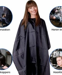 Gloednieuw 🧨 Merkloos Kappersmantel – Elastische Halssluiting - Metalen Gesp – Kapmantel Zwart 🎉 -Oral-B Shop 550x513