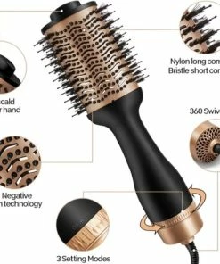 Coupon ❤️ Merkloos 3 In 1 Föhnborstel -fohnborstels- Magic Brush-Krulborstel- Voor Lang/kort/stijl/krullen Haren-1200W-zwart Goud 🤩 -Oral-B Shop 550x526
