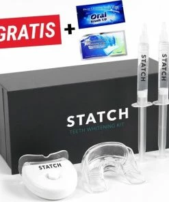 Gloednieuw 🎁 Tandenbleekset - Inclusief Teeth Whitening Strips + Wipes + 3 Gelspuiten - Zonder Peroxide 100% Natuurlijk - Dierproefvrij - Wittere Tanden - 3D LED - Teeth Whitening - Premium Edition Statch 🔥