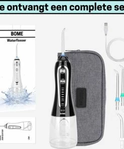 Hete verkoop 🎁 BOME Waterflosser Met 7 Opzetstukjes - Monddouche - Voorkom Tandsteen - Draadloos - 5 Standen - Zwart 🎉 -Oral-B Shop 550x531