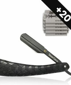 Beste Verkoop ❤️ BeerGear Shavette Barbiersmes Van Hout - Klassiek Open Scheermes - Straight Razor Incl. Etui En 20 Mesjes ✔️