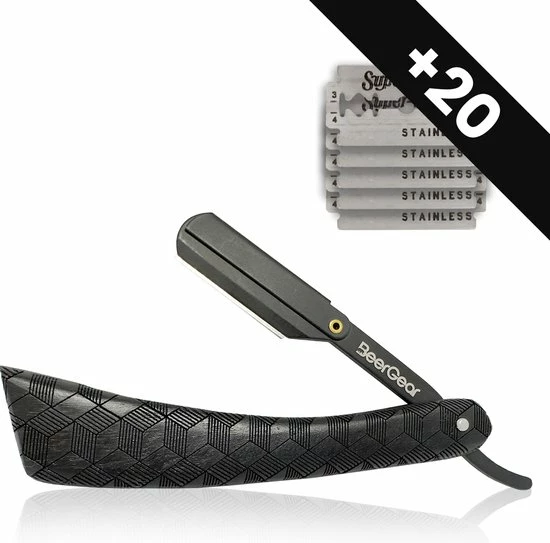 Beste Verkoop ❤️ BeerGear Shavette Barbiersmes Van Hout - Klassiek Open Scheermes - Straight Razor Incl. Etui En 20 Mesjes ✔️ 3 Beste Verkoop ❤️ BeerGear Shavette Barbiersmes Van Hout - Klassiek Open Scheermes - Straight Razor Incl. Etui En 20 Mesjes ✔️