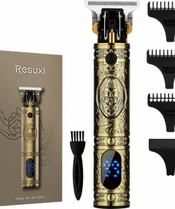 Beste deal 🔔 Merkloos Resuxi - Luxe Tondeuse - Met LCD Scherm - Professionele Trimmer - Scheerapparaat - Baardtrimmer - Precisietrimmer- Draadloos - USB Opladen - Batterij Weergave - Haarstyling - Inclusief 3 Opzetkammen – Goud 👍