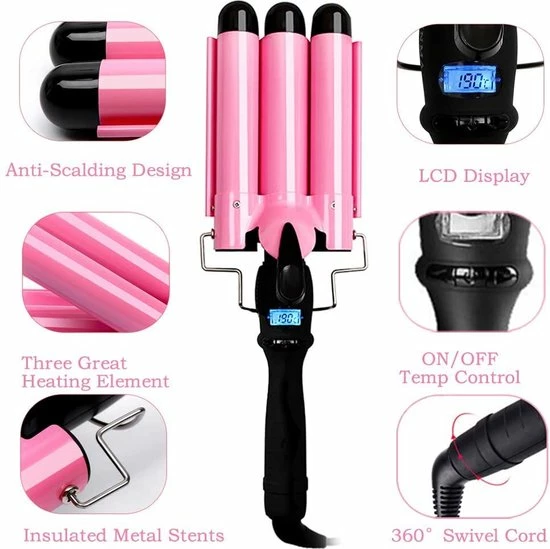 Aanbiedingen ⭐ Black Friday!JUNMA Professionele Golvenkrultang Met Het LCD-scherm-Wafeltang 25mm – Signature Curls Edition – Waver – Golvenkrultang – Wave Krultang – Moederdag Cadeautje 25mm Roze ✔️ 7 Aanbiedingen ⭐ Black Friday!JUNMA Professionele Golvenkrultang Met Het LCD-scherm-Wafeltang 25mm – Signature Curls Edition – Waver – Golvenkrultang – Wave Krultang – Moederdag Cadeautje 25mm Roze ✔️ - Afbeelding 5