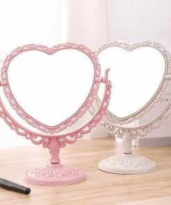 Beste Verkoop ✔️ Elysee Beauty Kawaii Roze Makeup Spiegel - Hart Spiegel - Dubbelzijdig - Makeup Mirror 🛒