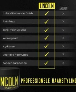 Promo ⭐ LINCOLN Styling Paste - Wax - 100% Natuurlijke Haarstyling Man Met Matte Haarwax - Mannen Haar Stylen Met Mat Look - 100ml 🎁 -Oral-B Shop 550x550 235