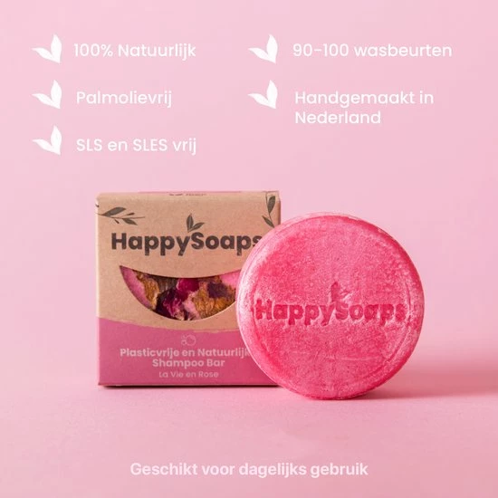 Coupon π HappySoaps Shampoo Bar - La Vie En Rose - Alle Haartypes - 100% Plasticvrij, Natuurlijk En Vegan - 70gr π 5 Coupon π HappySoaps Shampoo Bar - La Vie En Rose - Alle Haartypes - 100% Plasticvrij, Natuurlijk En Vegan - 70gr π - Afbeelding 3