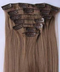 Hete verkoop 🥰 Brazilian Clip In Hair Extensions 7 Set Straight Bruin - 8# 🎁