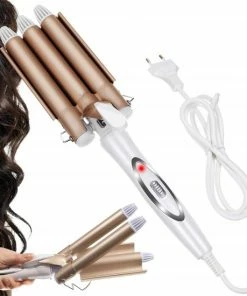 Kopen 👍 Merkloos Professional - Golvenkrultang - Keramische Drievoudige Krultang - Golvenkrultang - Wafeltang - Haarkruller Krultangen - Hair Curler - Wave Krultang - Magische Ijzeren Stijltang - Curling Iron - Haar Stijlen - 45 W - Wit / Beige ⌛