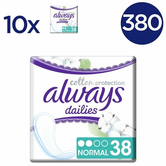 Beste Pirce π₯ Always Dailies Cotton Protection Normal - Voordeelverpakking 10 X 38 Stuks - Inlegkruisjes β¨ 3 Beste Pirce π₯ Always Dailies Cotton Protection Normal - Voordeelverpakking 10 X 38 Stuks - Inlegkruisjes β¨