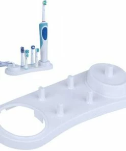 Coupon 🧨 AA Commerce 2-In-1 Elektrische Tandenborstel & Opzetborstelhouder Geschikt Voor Oral B - Staande Houder Voor Oplader, Elektrische Toothbrush & 4 Opzetborstels - Wit 💯
