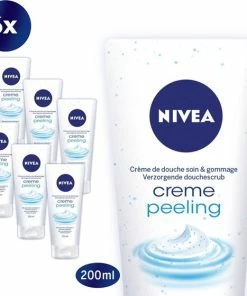 Flash-uitverkoop 🌟 NIVEA Crème Peeling - 6 X 200 Ml - Voordeelverpakking - Douchescrub 🔥