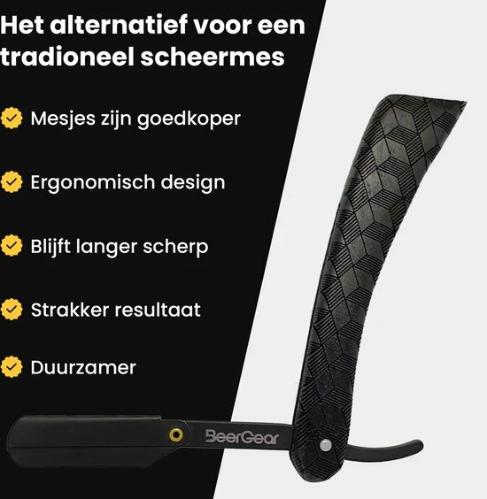 Beste Verkoop ❤️ BeerGear Shavette Barbiersmes Van Hout - Klassiek Open Scheermes - Straight Razor Incl. Etui En 20 Mesjes ✔️ 7 Beste Verkoop ❤️ BeerGear Shavette Barbiersmes Van Hout - Klassiek Open Scheermes - Straight Razor Incl. Etui En 20 Mesjes ✔️ - Afbeelding 5