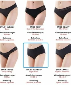 Groothandel ⌛ Bamboozy Menstruatie Ondergoed 4-laags Hoge Taille High Waist Corrigerend Maat 4XL 48-50 Zwart Period Underwear Duurzaam Menstrueren Incontinentie Zero Waste Madelief ⌛ -Oral-B Shop 550x566 3