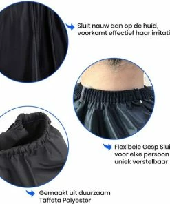 Gloednieuw 🧨 Merkloos Kappersmantel – Elastische Halssluiting - Metalen Gesp – Kapmantel Zwart 🎉 -Oral-B Shop 550x568 1