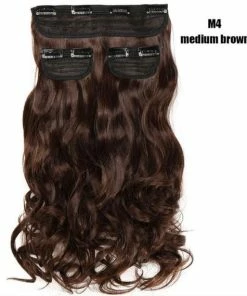 Goedkoopste 🥰 Merkloos 3 Stuk Clip In Hair Extensions Lang Medium Bruin Krullend Synthetisch Haar Vrouwen Real Natuurlijke Haar Extensions Bruin 50 Cm Kleur M4 Medium Brown 🔔