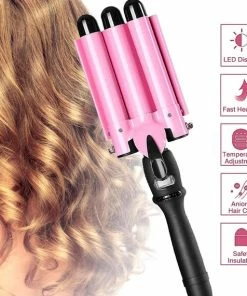 Aanbiedingen ⭐ Black Friday!JUNMA Professionele Golvenkrultang Met Het LCD-scherm-Wafeltang 25mm – Signature Curls Edition – Waver – Golvenkrultang – Wave Krultang – Moederdag Cadeautje 25mm Roze ✔️