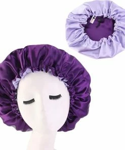 Flash-uitverkoop 🔥 Afabs® Paarse Satijnen Slaapmuts / Hair Bonnet / Haar Bonnet Van Satijn / Satin Bonnet / Afro Nachtmuts Voor Slapen 😍