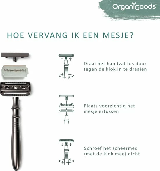 Beste Pirce ???? OrganiGoods Safety Razor RVS + 20 Scheermesjes Blades - Scheermesjes Voor Vrouwen - Mat Zwart - Double Edge Single Blade - Veiligheidsscheermes - Duurzaam Scheermesje ???? 13 Beste Pirce ???? OrganiGoods Safety Razor RVS + 20 Scheermesjes Blades - Scheermesjes Voor Vrouwen - Mat Zwart - Double Edge Single Blade - Veiligheidsscheermes - Duurzaam Scheermesje ???? - Afbeelding 11