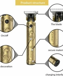 Goedkoop 🔥 Kemei KM-700B - Luxe Tondeuse - Professionele Trimmer - Groomer - Scheerapparaat - Baardtrimmer - Precisietrimmer - Haarstyling - Haartrimmer - Goudkleurig - Draadloos - USB Opladen - Inclusief 3 Opzetkammen & Olieflesje 🔥 -Oral-B Shop 550x596 6