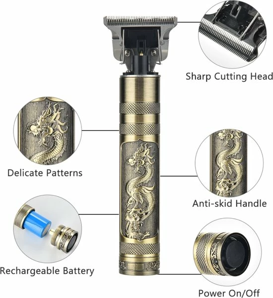 Beste deal ???? WAER Professioneel Scheerapparaat - Vintage - Oplaadbaar - Voor Professionele Barber - Geschikt Voor Hoofdhaar/Baardhaar - Trimmer Draadloos - Draak Gravure Op Het Handvat ???? 4 Beste deal ???? WAER Professioneel Scheerapparaat - Vintage - Oplaadbaar - Voor Professionele Barber - Geschikt Voor Hoofdhaar/Baardhaar - Trimmer Draadloos - Draak Gravure Op Het Handvat ???? - Afbeelding 2