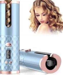 Goedkoop 😍 PH Goods® - Black Friday Deal - Automatische Krultang - Draagbaar - Draadloos - USB Oplaadbaar - Keramische Krultang - Hair Curler - Haar Kruller - Magic Hair Curler - Keramische Krulijzer - Blue 👏