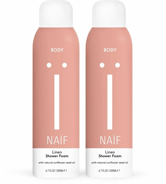 Promo ❤️ Naïf Linen Doucheschuim - 2 X 200ml - Met Natuurlijke Ingrediënten ❤️ 3 Promo ❤️ Naïf Linen Doucheschuim - 2 X 200ml - Met Natuurlijke Ingrediënten ❤️