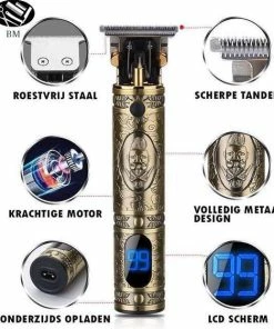Korting ⭐ BeardMan - Luxe Tondeuse Met Display – LCD - Professionele Trimmer - Groomer - Scheerapparaat - Baardtrimmer - Precisietrimmer - Haarstyling - Haartrimmer - Draadloos - USB Opladen – Contouren – Bakkebaarden - Inclusief 3 Opzetkammen – Goud 💯 -Oral-B Shop 550x622 1