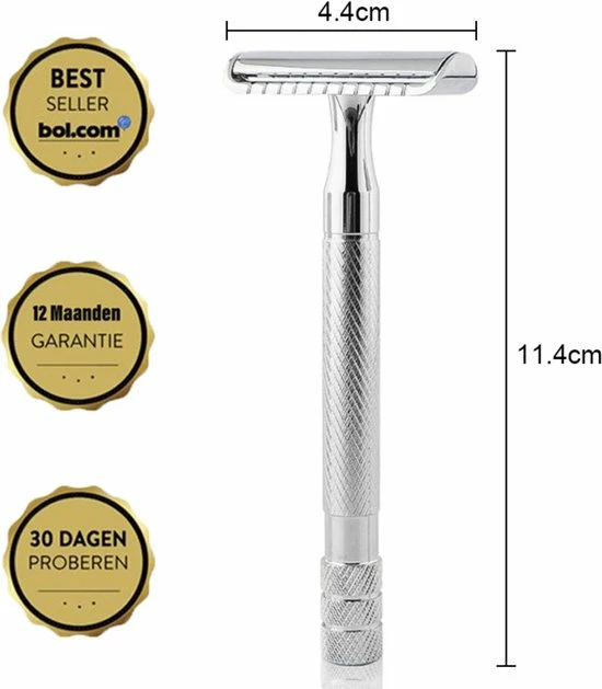 Groothandel π Bolano® Safety Razor Set Zilver + 30 Double Edge Scheermesjes + Houder - Klassiek Scheermes Voor Mannen En Vrouwen - D663 π 13 Groothandel π Bolano® Safety Razor Set Zilver + 30 Double Edge Scheermesjes + Houder - Klassiek Scheermes Voor Mannen En Vrouwen - D663 π - Afbeelding 11
