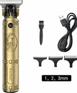 Goedkoop 🔥 Kemei KM-700B - Luxe Tondeuse - Professionele Trimmer - Groomer - Scheerapparaat - Baardtrimmer - Precisietrimmer - Haarstyling - Haartrimmer - Goudkleurig - Draadloos - USB Opladen - Inclusief 3 Opzetkammen & Olieflesje 🔥