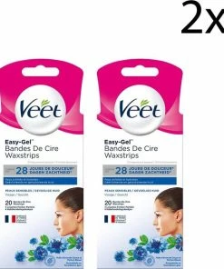 Aanbiedingen 🎉 Veet Easy-Gel Wax Ontharingsstrips - Gezicht - Gevoelige Huid - 2 X 20 Stuks 🎉