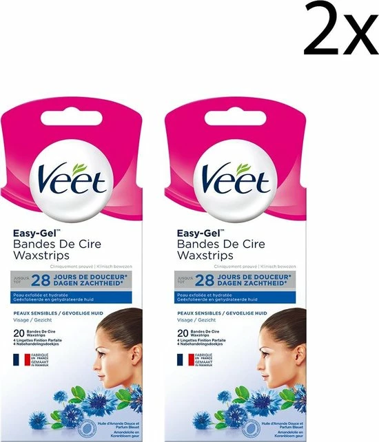 Aanbiedingen π Veet Easy-Gel Wax Ontharingsstrips - Gezicht - Gevoelige Huid - 2 X 20 Stuks π 3 Aanbiedingen π Veet Easy-Gel Wax Ontharingsstrips - Gezicht - Gevoelige Huid - 2 X 20 Stuks π