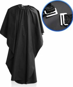 Gloednieuw 🧨 Merkloos Kappersmantel – Elastische Halssluiting - Metalen Gesp – Kapmantel Zwart 🎉