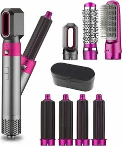 Coupon 🎉 Wenyi Airwrap Krultang 7-in-1 - Hairwrap En Airstyler - Föhn Borstel - Met Lederen Opbergbox - Roze 😉