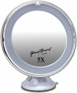 Gloednieuw 🔔 Gerard Brinard Gérard Brinard Zuignap Spiegel - LED Make Up Spiegel - 5X Vergroting - 360° Verstelbaar -12CM Doorsnee - Batterijen 💯