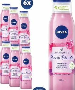 Begroting ⭐ Nivea Fresh Blends Douchegel Raspberry 6 X 300 Ml - Voordeelverpakking 🎉