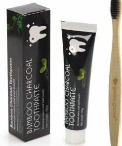 Uitgang 🛒 Locoshop Houtskool Tandpasta Voor Witte Tanden / Teeth Whitening Charcoal + "Gratis Bamboo Tandenborstel" 😀