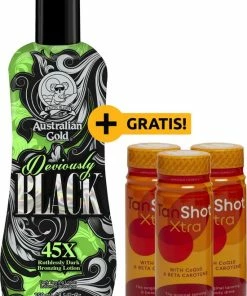 Uitgang 🌟 Australian Gold Deviously Black + 3 GRATIS Tan Shots T.w.v. €5,85 🎁